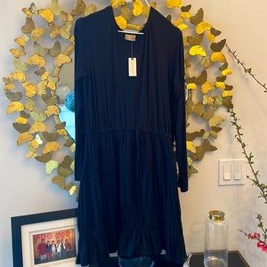 NWT black cotton dress with tie waist